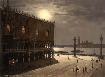 Piazzetta and San Georgio by moonlight, Venice, Italy, c.1890-1900 by Detroit Publishing Co.