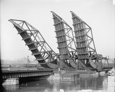 Raised Tower bridges, Fort Point Channel, Boston, c.1904 by Detroit Publishing Co.