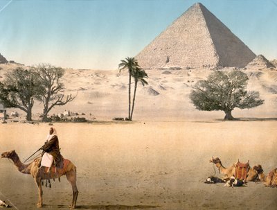 Resting Bedouins near the Great Pyramid of Giza, c.1895 by Detroit Publishing Co.