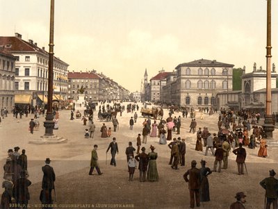 Street Scene, Odensplatz and Ludwigstrasse, Munich, Bavaria, Germany by Detroit Publishing Co.