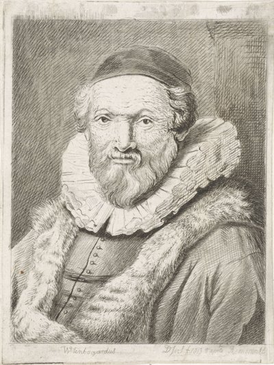 Portrait of Johannes Wtenbogaert (title on object: Wtenbogardus) by Diederik Jan Singendonck