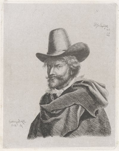 Portrait of Peter Paul Rubens with Cloak and High Hat by Diederik Jan Singendonck