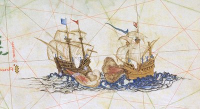 Two Galleons Fighting, detail from 