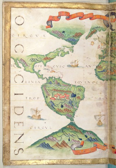 The Americas, Detail from World Atlas by Diego Homem