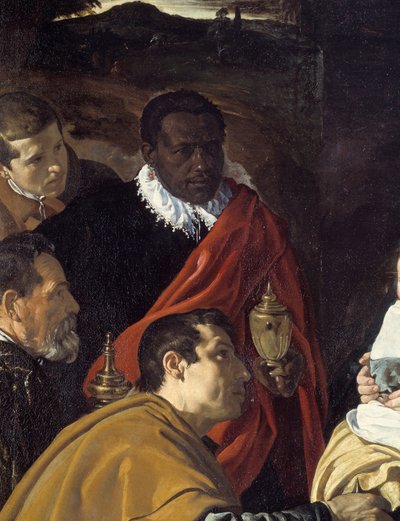 Adoration of the Magi. Detail of the heads of the wise kings. Painting by Diego Velasquez by Diego Velázquez