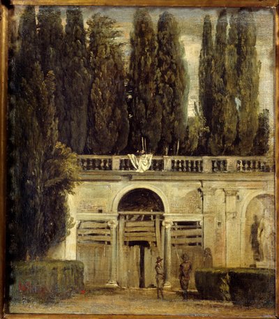 Villa Medicis in Rome, Two Men at the Entrance of the Cave of the Loggia Under Construction by Diego Velázquez