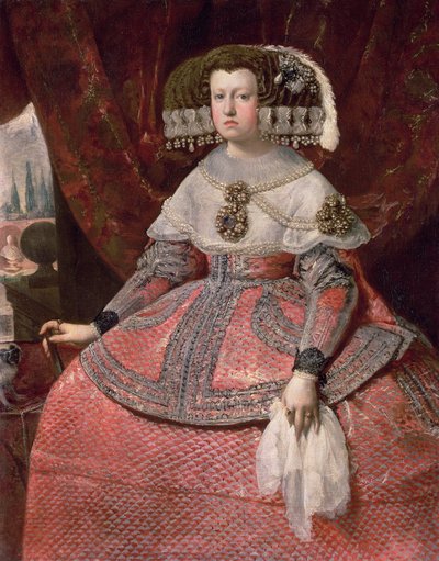 Queen Maria Anna of Spain in a Red Dress, 1655-60 by Diego Velázquez