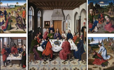 The Gathering of Manna and Passover, The Last Supper, The Meeting of Abraham and Melchizedek and Elijah Awakened by the Angel by Dieric Bouts