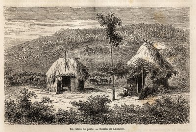A post relay between Bucharest and Pitesti. Engraving to illustrate the voyage from Paris to Bucharest (Romania), in 1860, by Lancelot, designer, in 