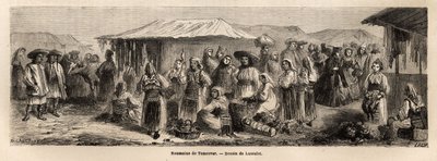 The walking population of Tesmevar (or Timisoara) in Romania. Engraving to illustrate the voyage from Paris to Bucharest, by Lancelot, draftsman, in 1860, published in Le tour du monde, nouveau journal des voyages, under the direction of Edouard Charton by Dieudonne Auguste Lancelot