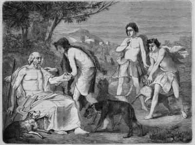 Homer in the island of Syros. Engraving from 1864, according to Maillard