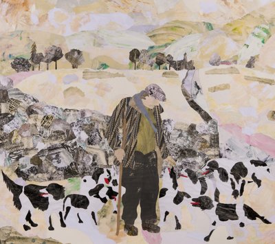 One Man & His Dogs in Snow, 2018 by Dione Verulam