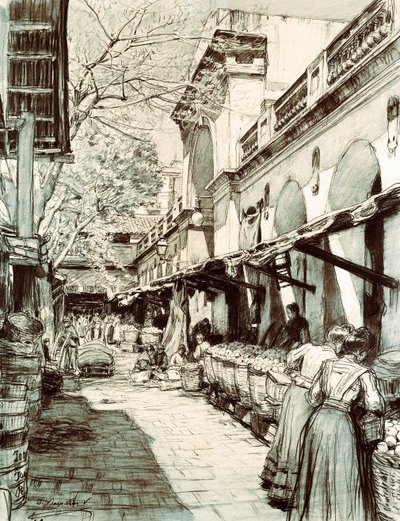 The square of the market of Saint Catherine in Barcelona by Dionisio Baixeras Verdaguer