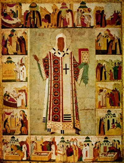 Metropolitan Alexius surrounded by scenes from his life, Russian, 1480 by Dionisy