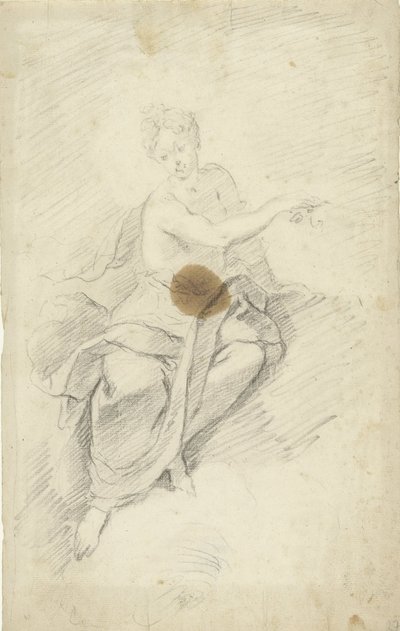 Study of a Nymph or Goddess Sitting in the Clouds by Dionys van Nijmegen (possibly)