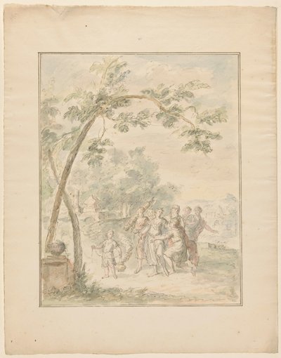 Design for a Room Painting of a Landscape with a Group of People by Dionys van Nijmegen