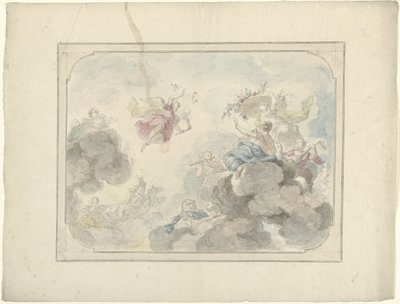 Design for a Ceiling Painting with a View into the Sky where Aurora Dispels Darkness by Dionys van Nijmegen