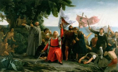 First Landing of Christopher Columbus in America by Dioscoro Teofilo Puebla Tolin