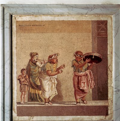 Roman Mosaic of Musicians and Masked Actors in a Play, Pompeii, Italy by Dioscurides