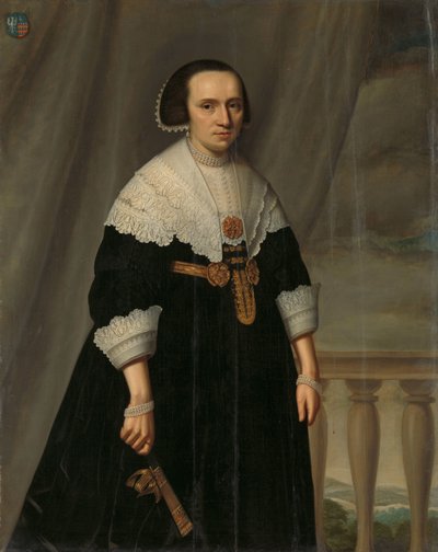 Portrait of Machteld Bas by Dirck Dircksz. van Santvoort (manner of)