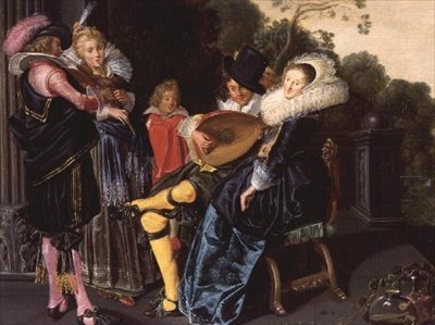An Elegant Party Making Music by an Ornamental Lake, 1621 by Dirck Hals