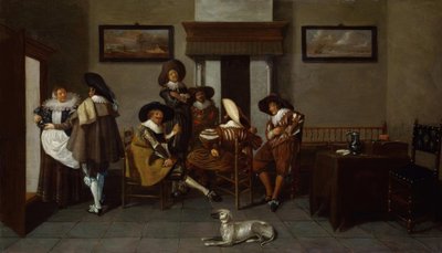 Elegant Men and a Maid by Dirck Hals