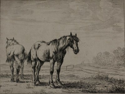 Two Plough Horses, Plate Seven from Series of Horses by Dirck Stoop