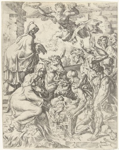 Adoration of the Shepherds Fall and Redemption of Mankind through the Life and Passion of Christ (series title) by Dirck Volckertsz. Coornhert (attributed to)