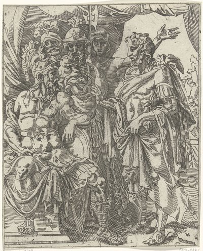Achior Tells Holofernes about the Israelites (Judith and Holofernes) (series title) by Dirck Volckertsz. Coornhert (attributed to)