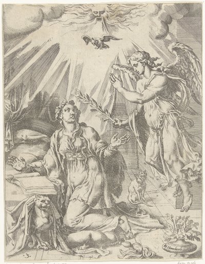 Annunciation (The Fall and Redemption of Mankind through the Life and Passion of Christ) by Dirck Volckertsz. Coornhert (attributed to)