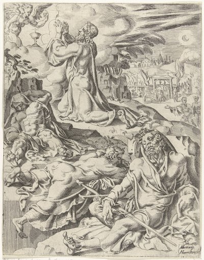 Christ in the Garden of Gethsemane (The Fall and Redemption of Mankind through the Life and Passion of Christ) by Dirck Volckertsz. Coornhert (attributed to)