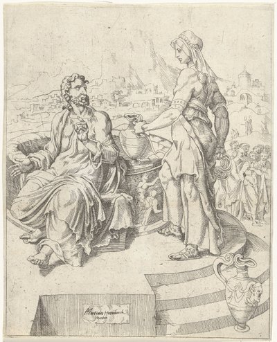 Conversation with the Samaritan Woman (The Fall and Redemption of Mankind through the Life and Passion of Christ series) by Dirck Volckertsz. Coornhert (attributed to)