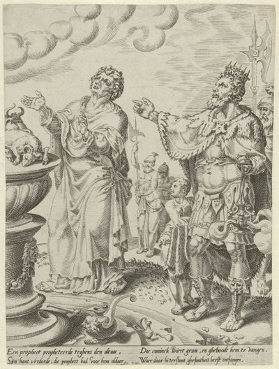 King Jeroboam and the Man of God at the Altar (Story of the Disobedient Man of God) by Dirck Volckertsz. Coornhert (attributed to)