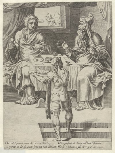 Meal of the Man of God and the Old Prophet by Dirck Volckertsz. Coornhert (attributed to)