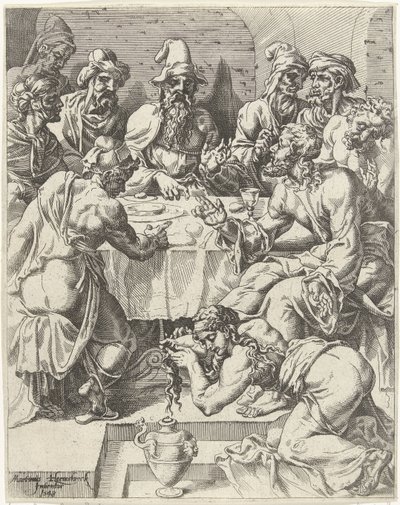 Mary Magdalene Washing the Feet of Christ (Fall and Redemption of Humanity through the Life and Passion of Christ) by Dirck Volckertsz. Coornhert (attributed to)