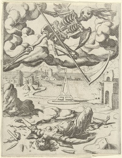 Death overcomes Faith (series title: Triumphs of Petrarch) by Dirck Volckertsz. Coornhert (possibly)