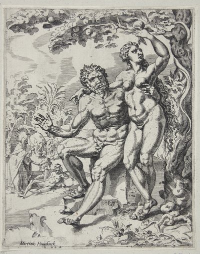 Adam and Eve Taking the Forbidden Fruit by Dirck Volckertsz. Coornhert