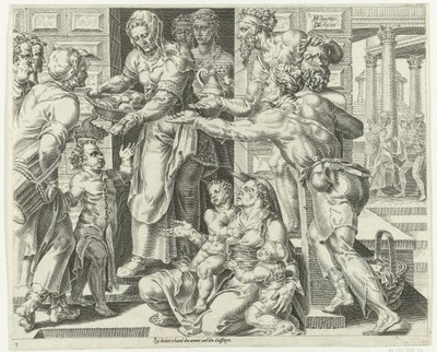 The Virtuous Woman Practices Charity by Dirck Volckertsz. Coornhert
