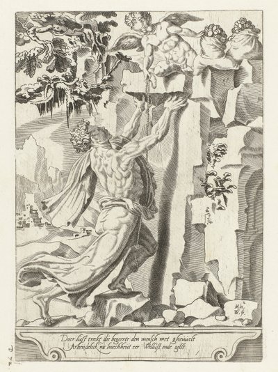 Man Carried Away by Blind Desire and Hope for Wealth (Futility of Hope for Money) by Dirck Volckertsz. Coornhert