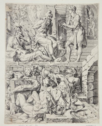 Joseph Interpreting the Dreams of the Butler and the Baker by Dirck Volckertsz. Coornhert