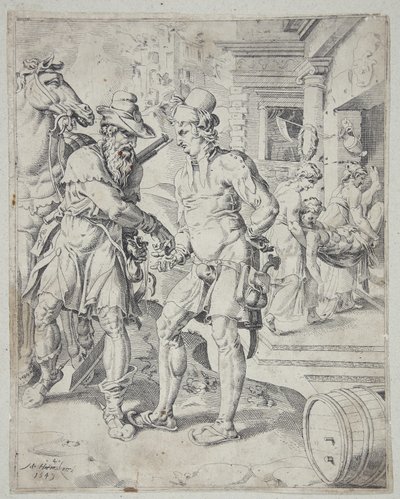 The Samaritan Paying the Innkeeper for the Care of the Wounded Man by Dirck Volckertsz. Coornhert