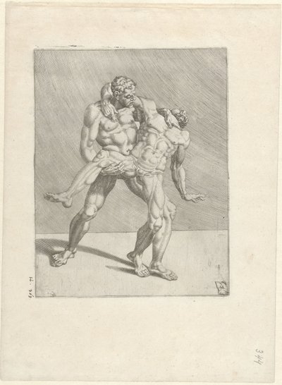 Two Wrestlers by Dirck Volckertsz. Coornhert
