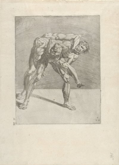 Two Wrestlers (Wrestlers) by Dirck Volckertsz. Coornhert