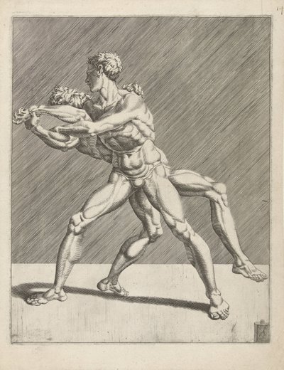 Two Wrestlers by Dirck Volckertsz. Coornhert