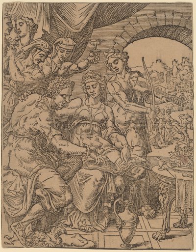 The Prodigal Son Squandering His Inheritance on Harlots by Dirck Volckertz Coornhert after Maerten van Heemskerck