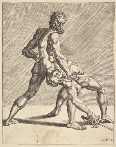 Two Fencers, from Fencers, plate 8, 1552 by Dirck Volkertsen Coornhert