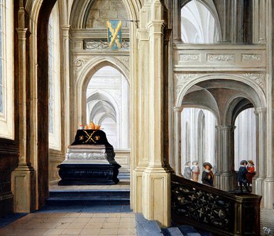 A Church Interior with a Royal Tomb by Dirck van Delen