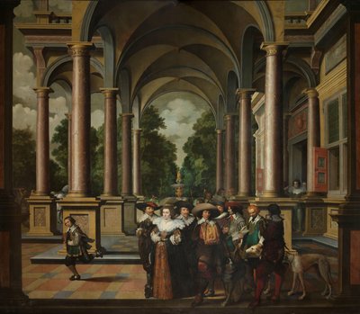 Gallery of a Palace with Ornamental Architecture and Columns by Dirck van Delen