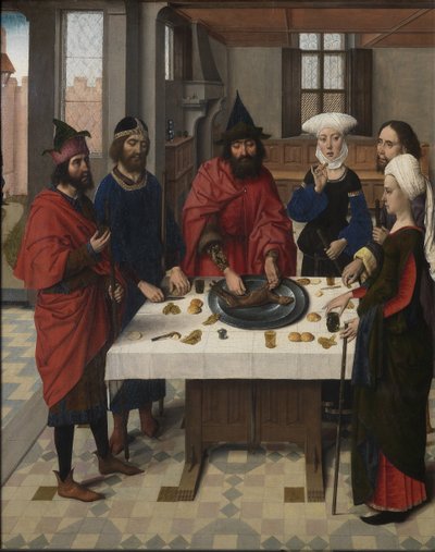 The Last Supper altarpiece: Passover Seder (left wing) by Dirk Bouts