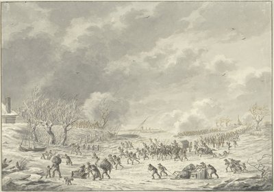 The French Crossing the Waal at Bommel, January 1795 by Dirk Langendijk
